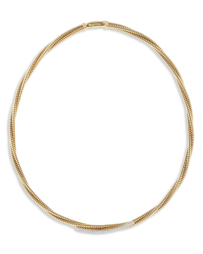 Alberto Milani 18K Yellow Gold Via Mercanti Diamond Twisted Tubogas Necklace, 0.36 tcw