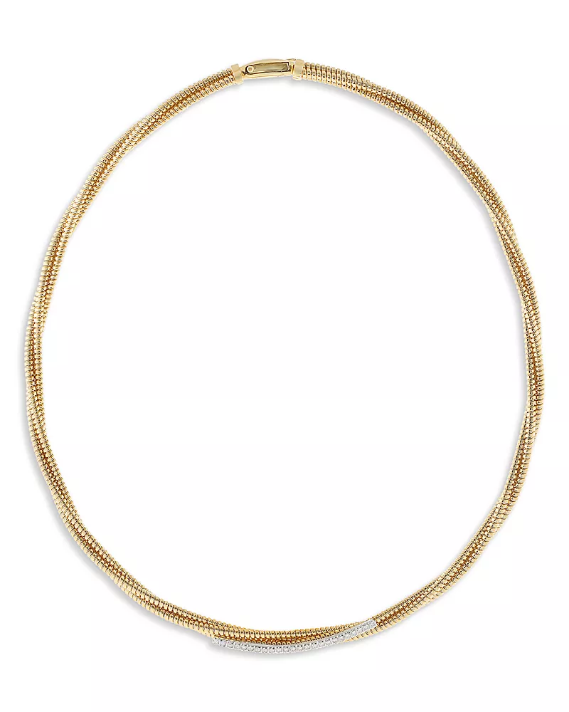 Alberto Milani 18K Yellow Gold Via Mercanti Diamond Twisted Tubogas Necklace, 0.36 tcw