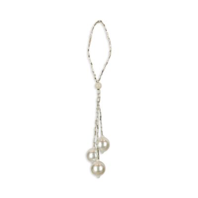 Silver Tassel Faux Pearls Ornament, 7" - Exclusive