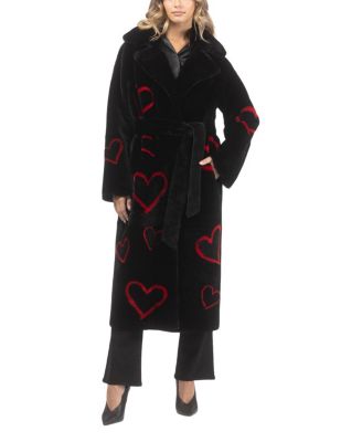 Reversible Shearling Lamb Coat with Heart Intarsia, Belt