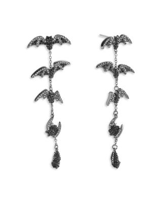 Pav&eacute; Bat Linear Drop Earrings 