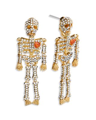 Crystal Skeleton Drop Earrings 
