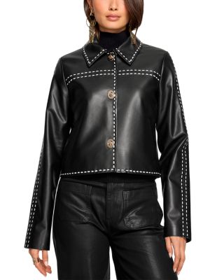 Mira Leather Contrast Stitch Jacket