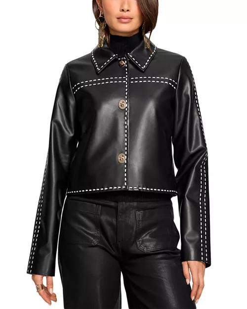 Mira Leather Contrast Stitch Jacket