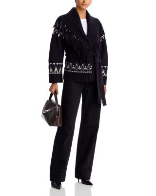 Anaise Wool Blend V Neck Fair Isle Cardigan Sweater
