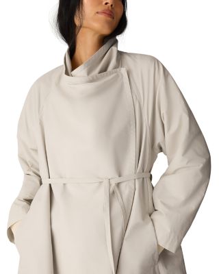 Draped High Collar Mid Length Coat - thumbnail 10