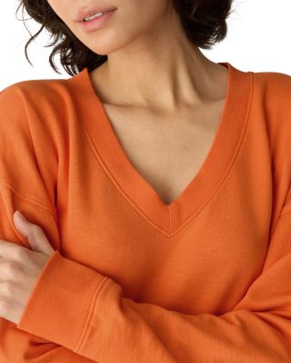 Long Sleeve V Neck Cotton Sweatshirt - thumbnail 9