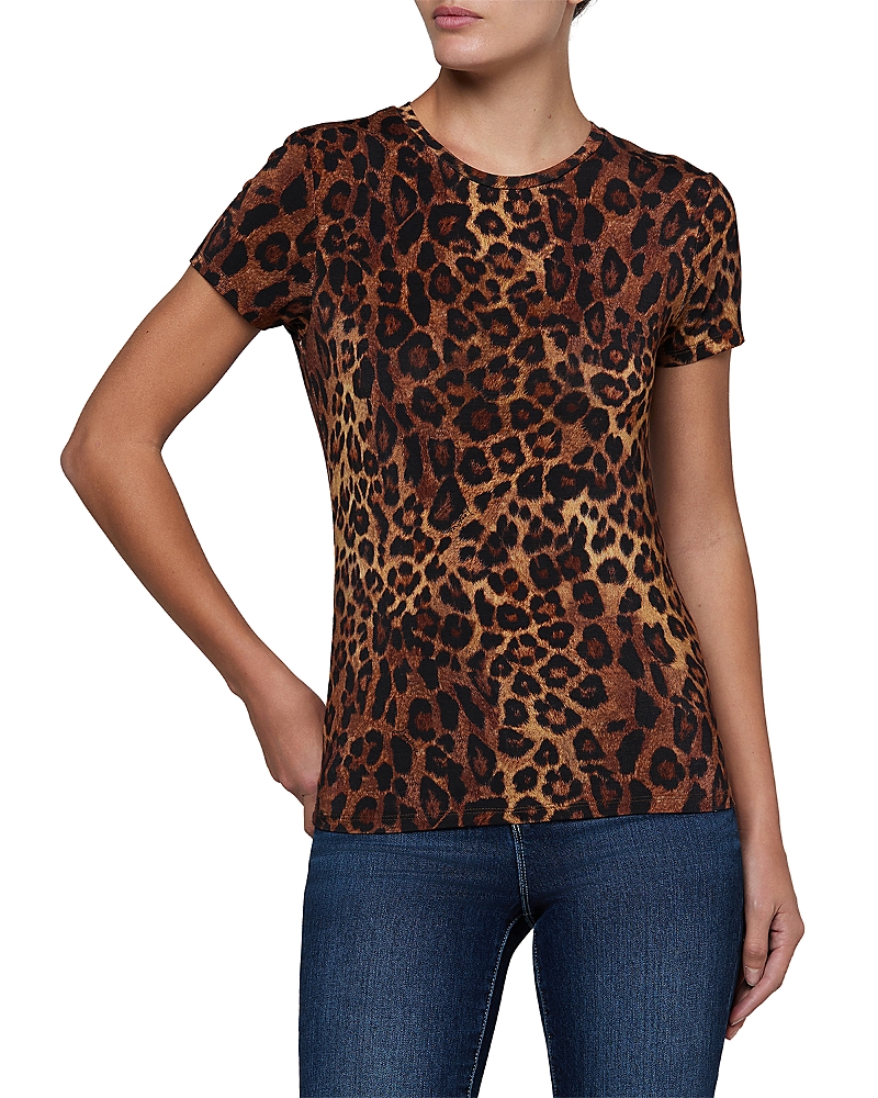 L'Agence Crewneck Short Sleeve Javan Leopard Tee