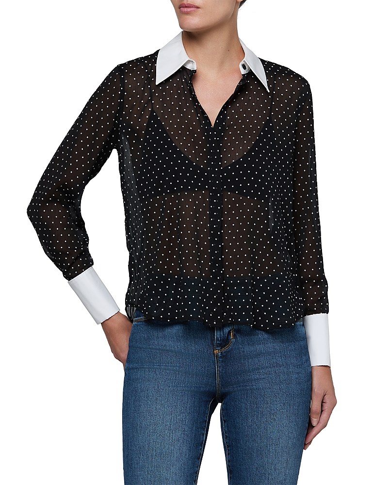 L'Agence Sona Contrast Trim Collared Blouse