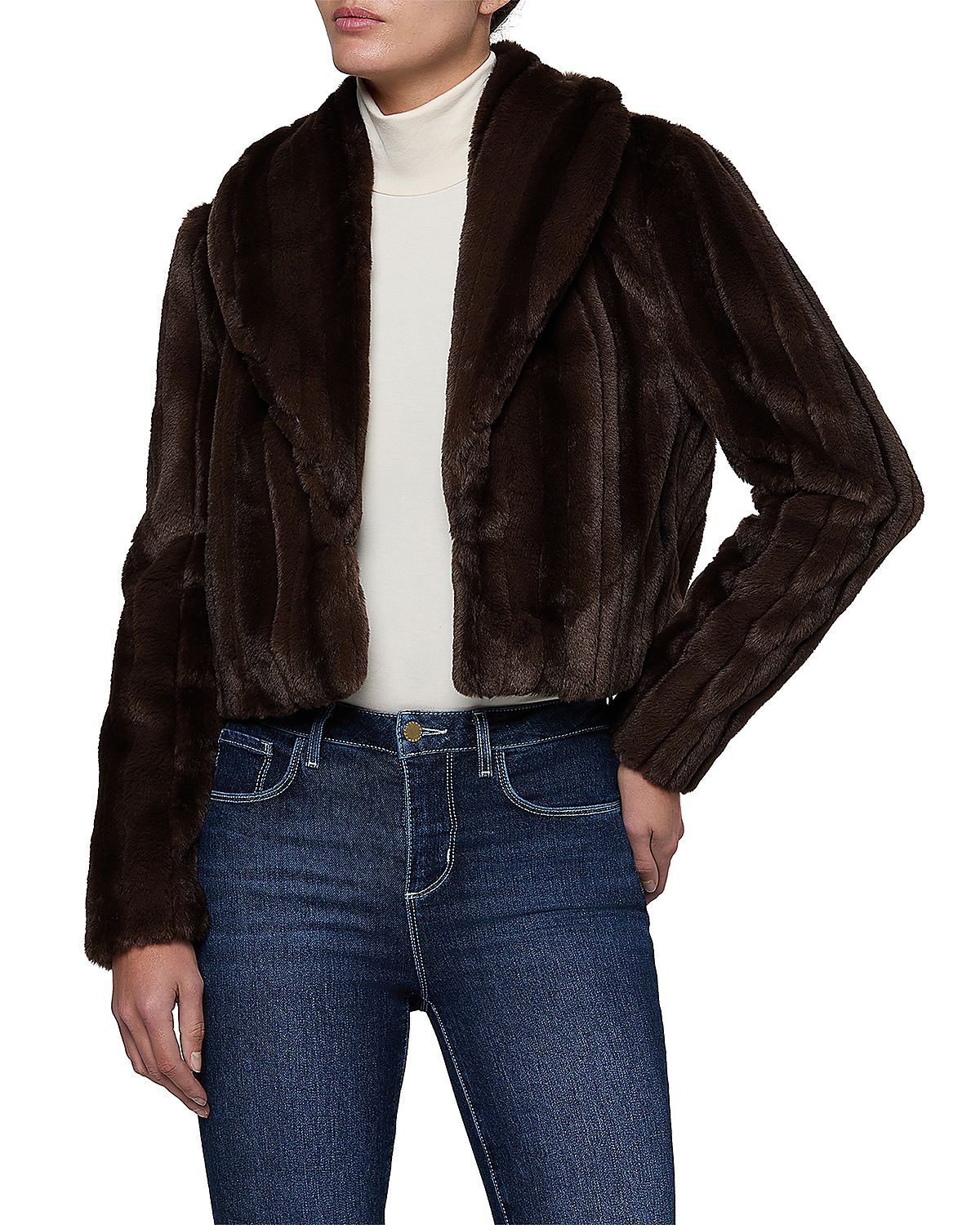 L'Agence Davy Crop Faux Fur Jacket