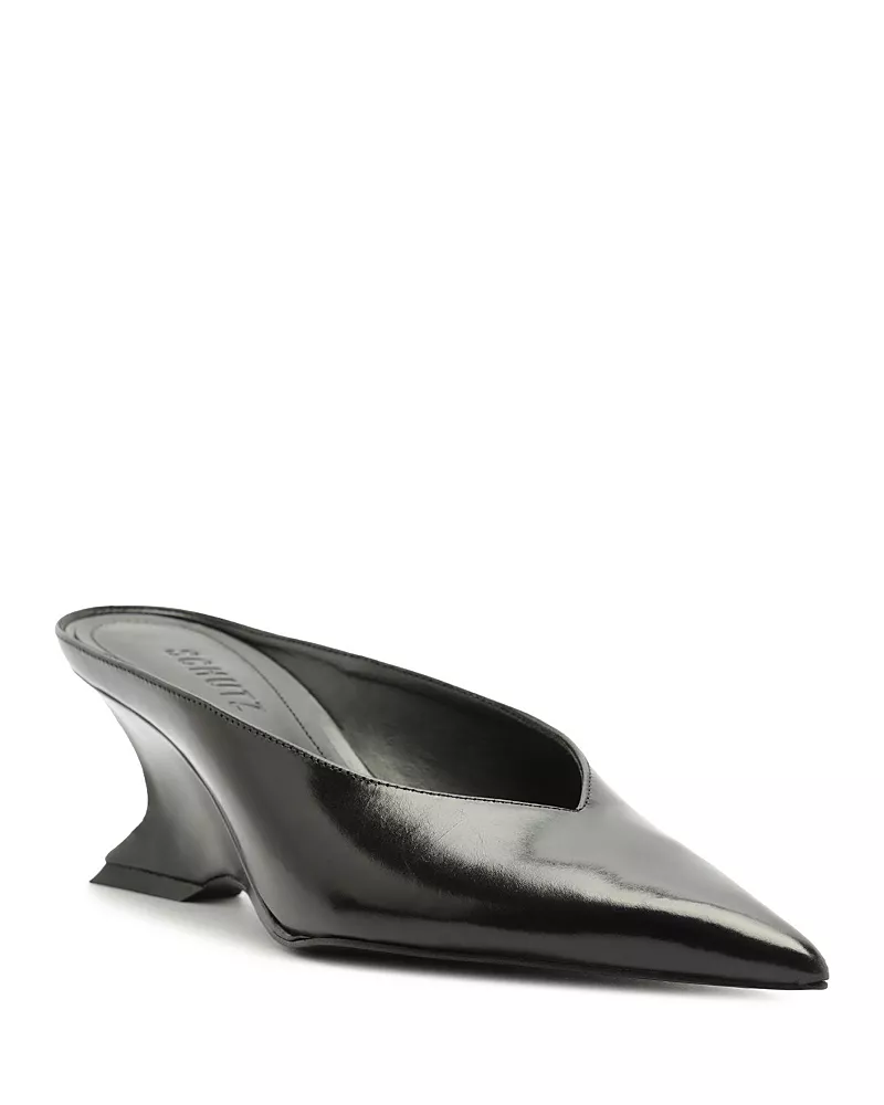Schutz Women's Siena Leather Wedge Mules