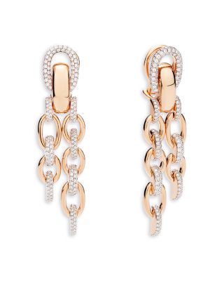18K Rose Gold Iconica Diamond Link Drop Earrings, 2.61 tcw
