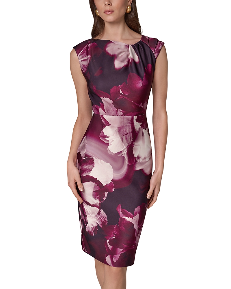 Donna Karan New York Asymmetric Neck Floral Print Sheath Dress