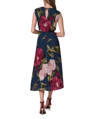 Printed Chiffon Pleated A Line Midi Dress - thumbnail 2