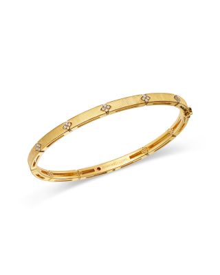 18K Gold Love in Verona Diamond Flower Bangle Bracelet, 0.09 tcw