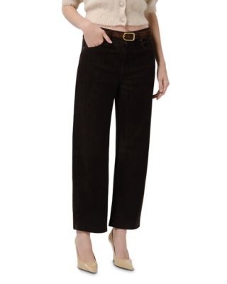 Miro Suede High Rise Relaxed Jeans in Chocolate