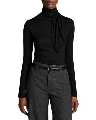 Long Sleeve Tie Neck Top