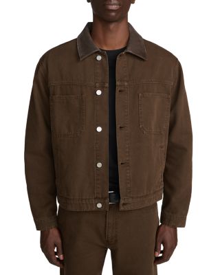 Sandbar Cotton Canvas Leather Collar Utility Jacket