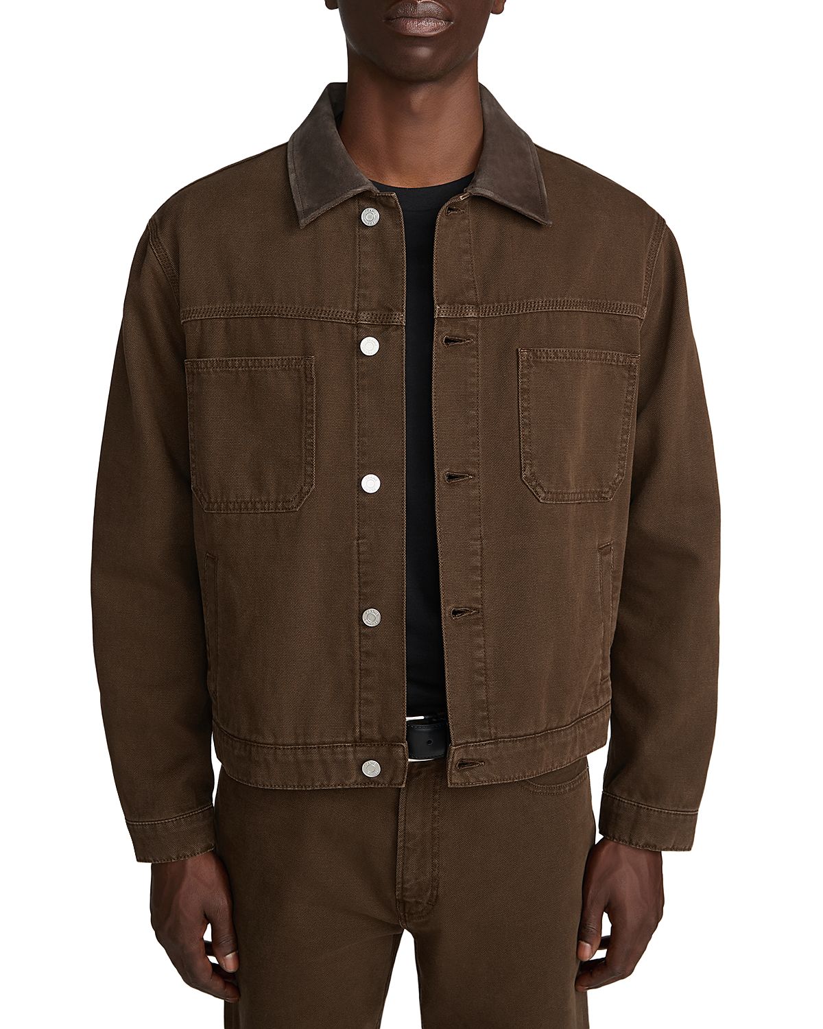 Frame Sandbar Cotton Canvas Leather Collar Utility Jacket