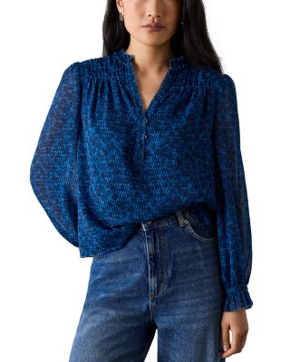 Textured V Neck Blouse