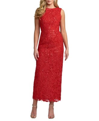  Sleeveless Embroidered Lace Midi Dress