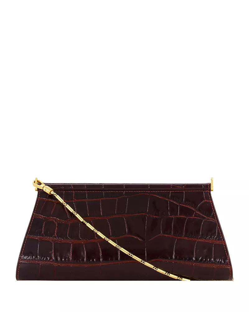 Vince Double Bar Embossed Leather Clutch