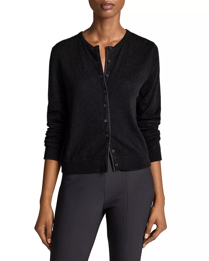 Vince Mixed Media Crewneck Cardigan