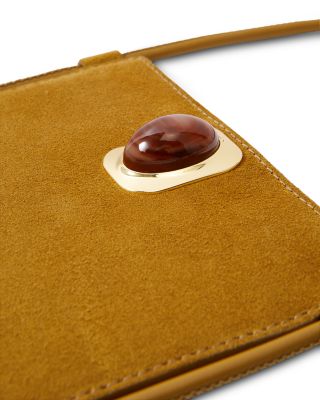 Stone Embellished Suede Crossbody Bag