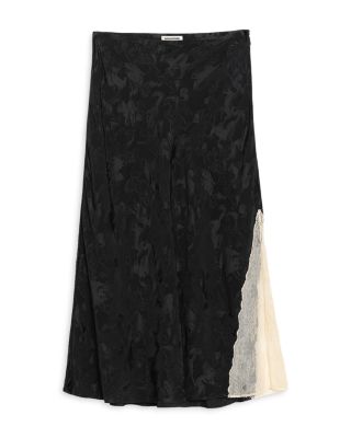 Jayla Silk Jacquard Lace-Trim Skirt