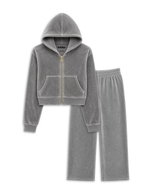 Girls' Tween Jade Velour Zip Up Hoodie & Wide Leg Pants - Big Kid