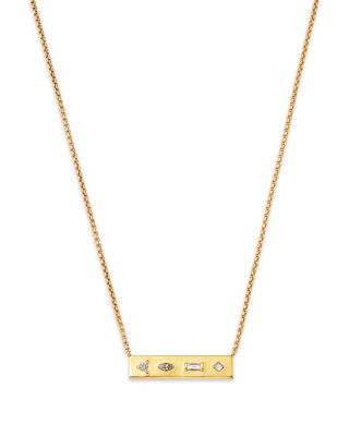 Zoe Chicco 14K Yellow Gold Diamond Multi Cut Mosaic Bar Necklace, 0.21 tcw