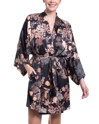 Stretch Satin Short Wrap Robe