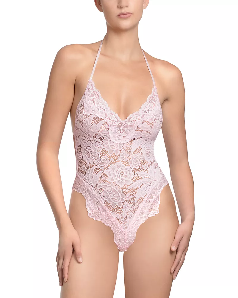 In Bloom by Jonquil Plunging Front Stretch Lace Thong Teddy