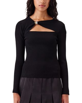 Tressé Tresse Murfy Fine Knit Cutout Top In Black