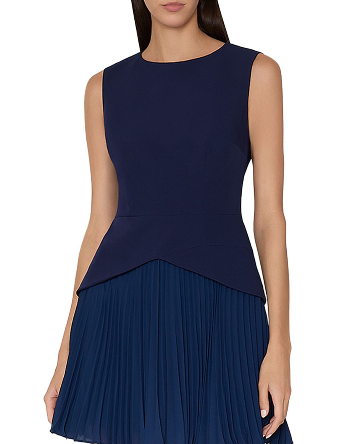 Milly Haddy Mixed Media Pleated Dress