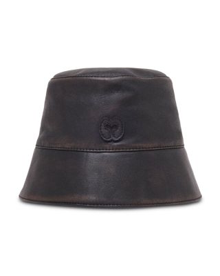 Distressed Leather Bucket Hat 