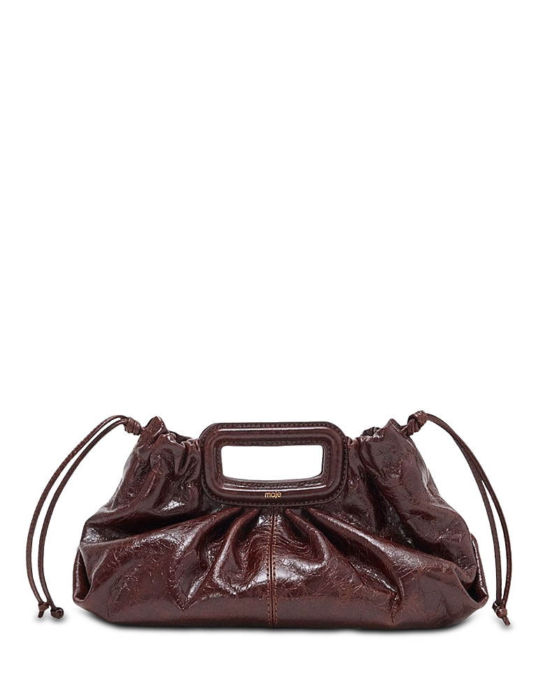 Maje Milpli Pleated Leather Clutch