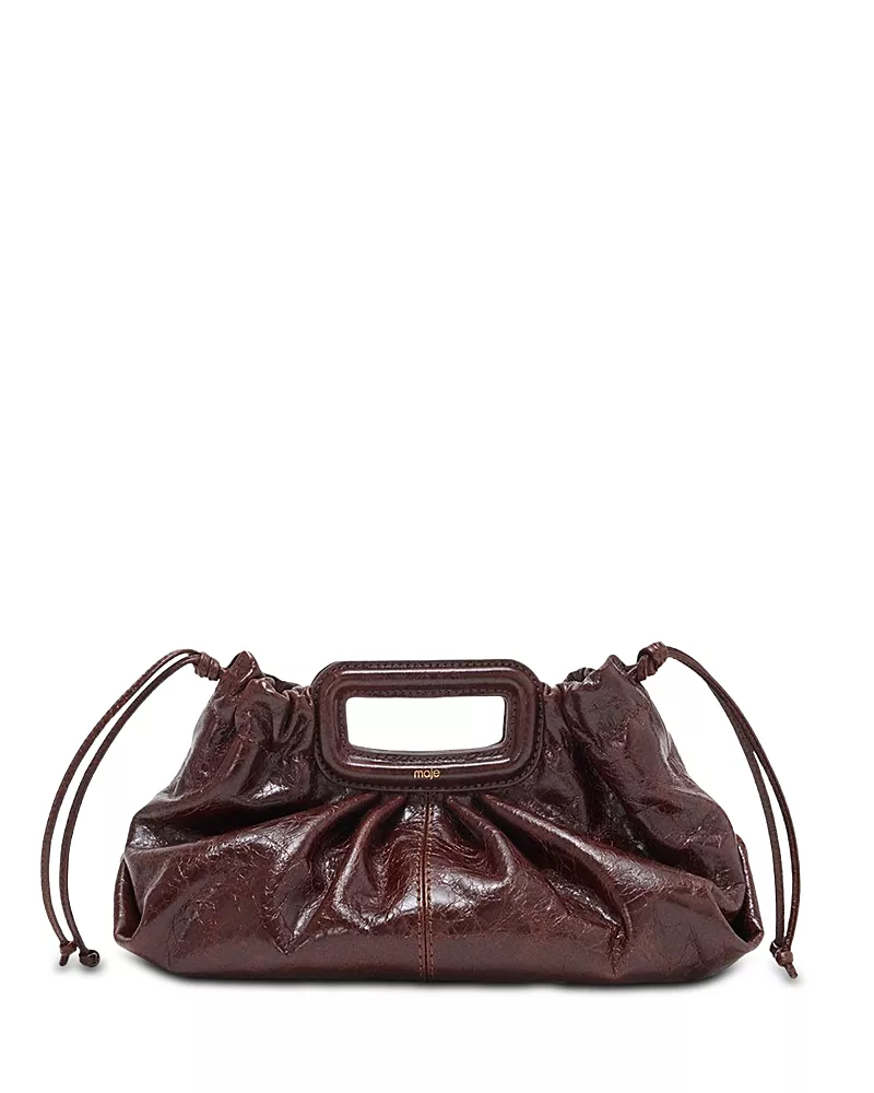 Maje Milpli Pleated Leather Clutch