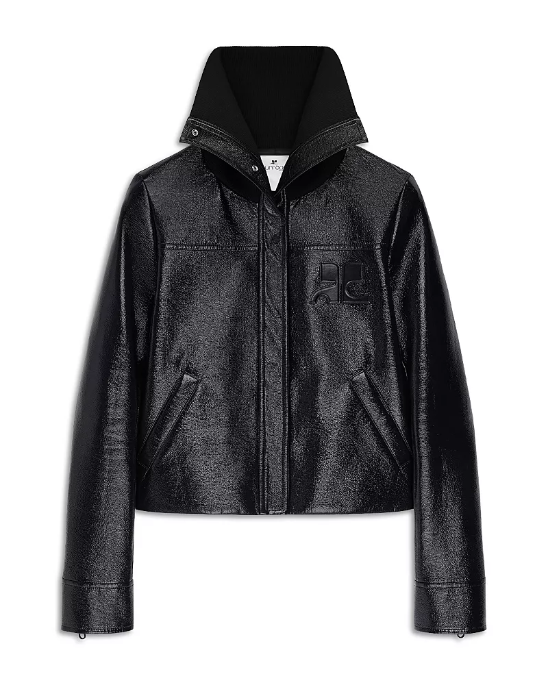 Courreges High Collar Cotton Vinyl Jacket