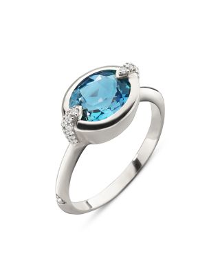 Sterling Silver Points North London Blue Topaz & White Sapphire Ring