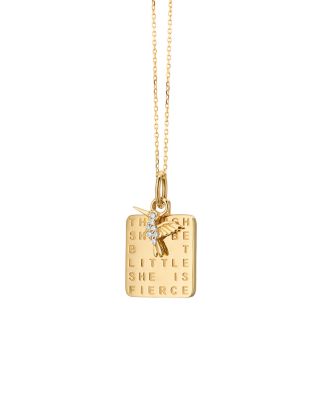 Monica Rich Kosann 18K Yellow Gold Diamond She is Fierce Pendant Necklace, 0.04 tcw