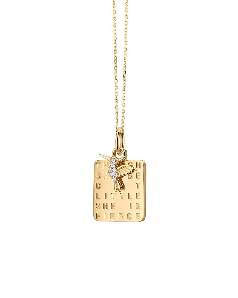 Monica Rich Kosann 18K Yellow Gold Diamond She is Fierce Pendant Necklace, 0.04 tcw