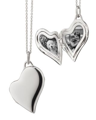 Sterling Silver Slim Lockets Polished Heart Pendant Necklace, 18-22"
