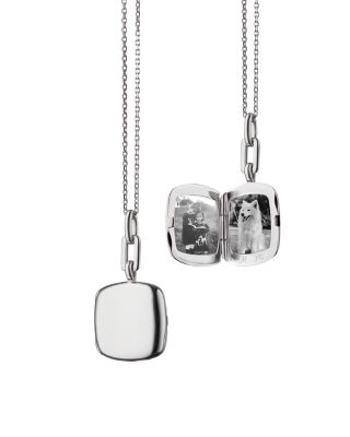 Sterling Silver Slim Lockets Cushion Pendant Necklace, 16-18"