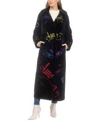  Select Shearling Lamb Embroidered "Love" Coat