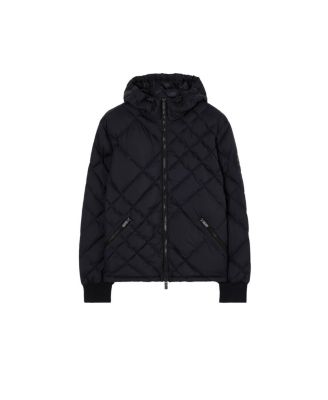  Check-stitch Nylon Hooded Puffer Jacket