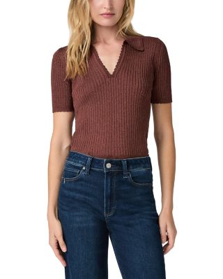 Una Cotton Blend Ribbed Knit Top
