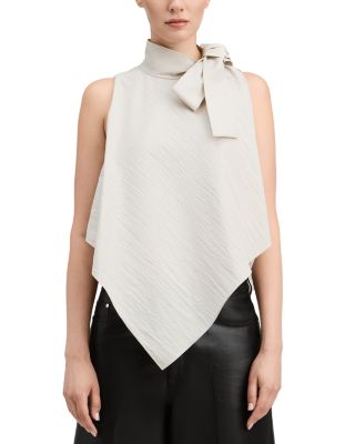 Alva Cotton Blend High Neck Asymmetric Top