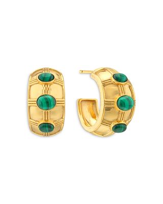 Bold Labradorite Hoop Earrings in 18K Gold Plated