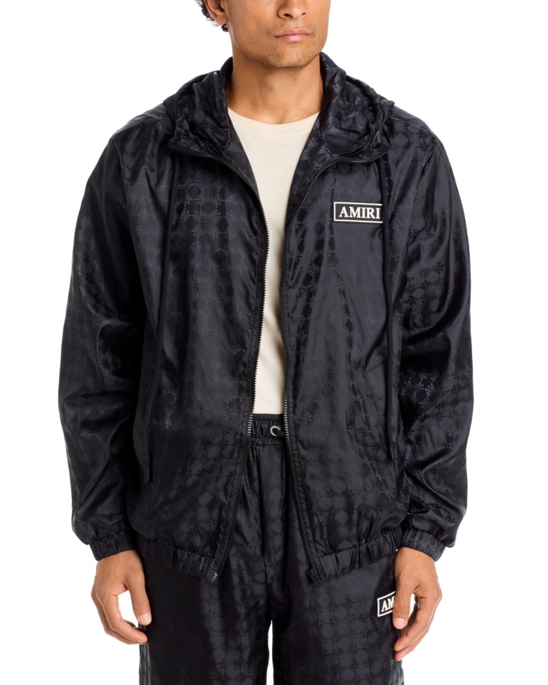 Amiri Regular Fit Ma Quad Monogram Logo Nylon Windbreaker in Black